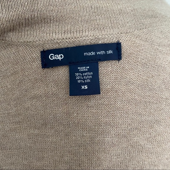 GAP tan silk blend crystal embellished cardigan sweater size XS - Picture 8 of 10